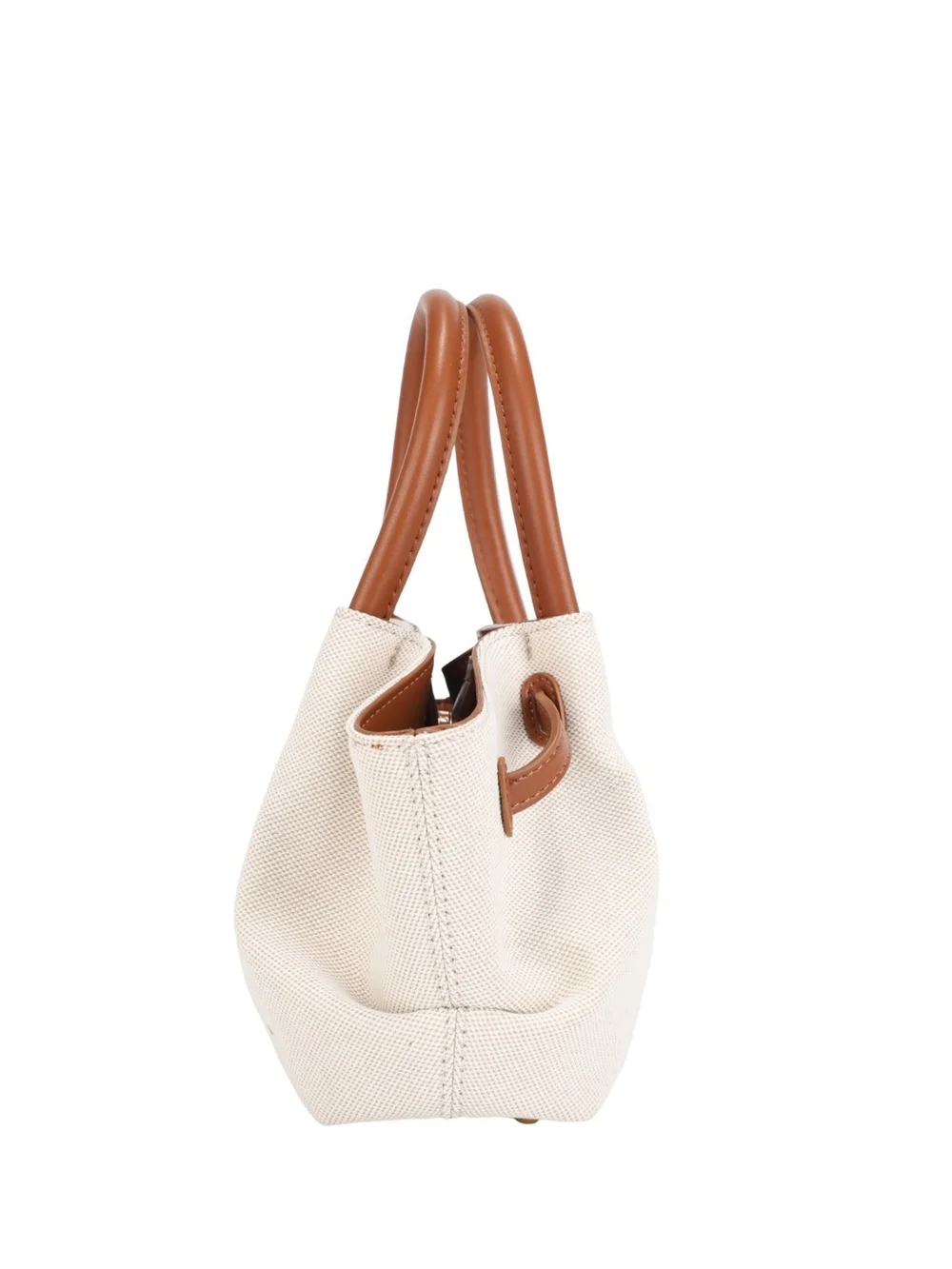 Canvas Mini Tote Bag with PU Leather Trim